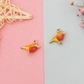 Close-up of bird charms with colorful enamel finish for DIY jewelry making - Red Yellow and Flesh Patchwork Style (3) / Red Yellow and Flesh Patchwork