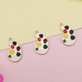 Tres colgantes de paleta de artista dorados con esmalte colorido para bisutería DIY - Paleta