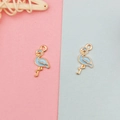 Macro detail of flamingo alloy pendants with light blue enamel finish for DIY jewelry making - Flamingo (YZ427) / Blue