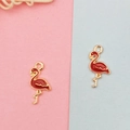 Detail of red flamingo charms with gold metal edges for DIY jewelry making and bracelets - Flamingo (YZ427) / Red