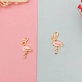 Detailed macro view of a pink enamel flamingo alloy charm for DIY jewelry making - Flamingo (YZ427) / Pink