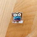 Detail showing colorful glitter owl charm connector with double loops for DIY jewelry - Owl Style 1