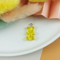 Translucent yellow resin gummy bear pendant with silver metal eyelet hook for DIY jewelry - Jelly Yellow