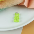 Translucent neon green gummy bear resin charm with silver eyelet for DIY jewelry making - Jelly Green