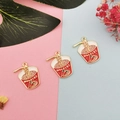 DIY cup noodles alloy charm with red and white enamel for creative earrings and jewelry - Cup Noodles Red