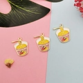 DIY creative alloy cup noodle pendants for earrings with chopsticks and chili design - Cup Noodles Pink