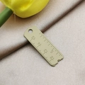 Macro detail of khaki alloy mini ruler pendant with clear metric scale and matte finish - Bean Green