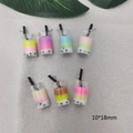 Miniature resin bubble tea cup pendants in 7 vibrant colors for DIY jewelry and keychains - Random Mixed Colors
