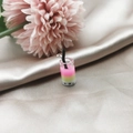 Detailed macro view of 3-layer gradient resin bubble tea charms for DIY earring crafts - Style 2 (2)