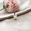 Pink and green layered resin bubble tea pendant charm with mini pearls and metal hook - Style 7 (7)