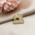 Vintage sewing machine pendant in cream enamel with a heart motif and golden trim - Sewing Machine