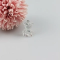 Detail van een harsbeerbedeltje met glitter en metalen ring voor DIY-sieradenaccessoires - Transparant