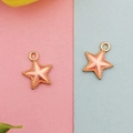 Pink enamel star charms in rose gold finish for DIY necklace and jewelry making - Pink Celestial Star