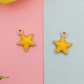 Star-shaped alloy pendants with yellow enamel finish and golden beaded trim for DIY jewelry - Yellow Celestial Star