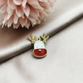 Feestelijke gouden rendier hanger met emaille voor kerst sieraden maken DIY - Rood en Wit Geruit Rendier