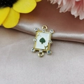 Detailed view of Ace of Spades poker pendant with gold plating and sparkling rhinestones - White
