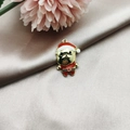 Colgante de Papá Noel en aleación dorada con esmalte rojo para bisutería DIY y pendientes - Papá Noel 3D
