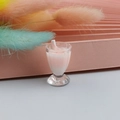 Macro detail of a miniature pink bubble tea cup charm with straw for DIY jewelry crafts - Pink White Style (3)