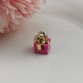DIY Rosa Geschenkbox Anhänger mit goldener Schleife für Armbänder und Halsketten - Fuchsia