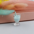 Miniature blue bubble tea pendant with a blue striped straw for DIY jewelry making - Light Blue Style (2)