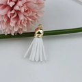 White suede tassel pendant with gold cap for DIY keychains and bag accessories - White