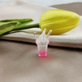 Mini pink and white iridescent ice cream resin charm for DIY creative jewelry making - Pink