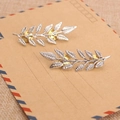 Spille da colletto a foglia di grano argento vintage con chiusura a farfalla - Argento