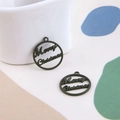 Pendentifs de Noël en métal vert mat avec découpe Merry Christmas pour bijoux DIY - Joyeux Noël Vert Armée