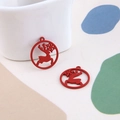 Pendentif renne et flocon rouge mat pour création de boucles d'oreilles DIY Noël - Renne Rouge