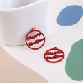 Pendentif rond Happy New Year en alliage rouge mat pour création de bijoux DIY - Rouge Bonne Année