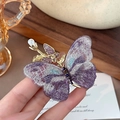 Spilla vintage a farfalla ricamata con perla d'acqua dolce per accessorio moda donna - Farfalla Traforata Ricamata Serie Viola (XZ1461)