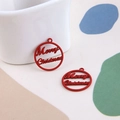 Pendentif rond rouge mat Merry Christmas pour bijoux DIY et décorations festives - Rouge Joyeux Noël