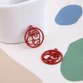 Lot de deux pendentifs de Noël ronds rouges mats en alliage pour création de bijoux - Père Noël Rouge