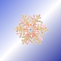 Elegant rotating snowflake brooch with pink gemstones and crystals on golden metal base - Rotating Snowflake Style (Gold Pink) / Gold Pink
