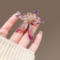 Elegant purple flower brooch with gold plating and zircon details for women's suits - Purple Rose Flower (XZ1512) / Purple