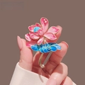 Elegante spilla a loto vintage in smalto con petali rosa e perle per donna raffinata - Loto Rosa Blu (XZ1509)