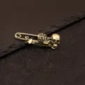 Broche épingle à nourrice crâne vintage dorée style punk gothique pour Halloween - Crâne d'Or Vintage