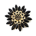 Elegant gold and black crystal magnolia flower brooch with radiant petal design - Magnolia Flower Style (XZ1569) / Black