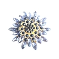 Elegant magnolia flower brooch with grey and black crystals on gold base - Magnolia Flower Style (XZ1569) / Gray