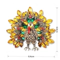 Vibrant turkey brooch with multi-colored crystals on alloy base, size 6.8cm by 6.4cm - Vintage Colorful Peacock Brooch