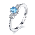 Detailed view of S925 silver ring featuring blue center stone and milgrain band details - Size 5 / Silver
