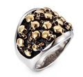 Anillo punk de acero inoxidable para hombre con calaveras doradas y banda negra retro - Calavera Múltiple Dorada (CY617 Oro)