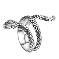 Punk style silver plated snake ring with detailed scales and wrap-around animal design - Retro Texture Snake Ring