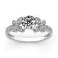 Elegant bow-shaped sparkling ring with round brilliant cut center stone and pavé accents - US 5 / Silver
