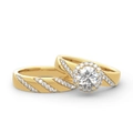 Ensemble de bagues de mariage luxe plaqué or 18 carats avec oxydes de zirconium - Taille 5 / Or