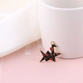 Macro shot of Japanese style black origami crane enamel pendant with red cherry blossom pattern - Right Side Style / Black Paper Crane Style (YZ008)