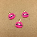 DIY lippen bedeltjes set met roze zwart en wit emaille voor het maken van sieraden - Rozerood