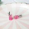 DIY dragon fruit resin drink bottle charms with pink liquid for jewelry making - Fruit
