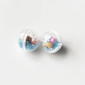 Pendentif globe acrylique 2cm avec paillettes bleues coquillages et perles roses - Bleu