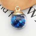 Pendentif boule de verre à paillettes bleues et calotte dorée pour bijoux DIY - Bleu Saphir